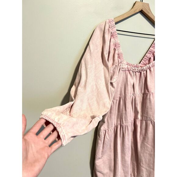 Free People Blue Jean Babydoll Mini Dress in Washed Pink Women's Size Small - Picture 6 of 10